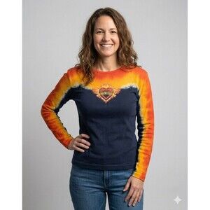 Harley-Davidson Winged Heart Flame Tie Dye Long Sleeve Shirt Women’s M Retro Y2K